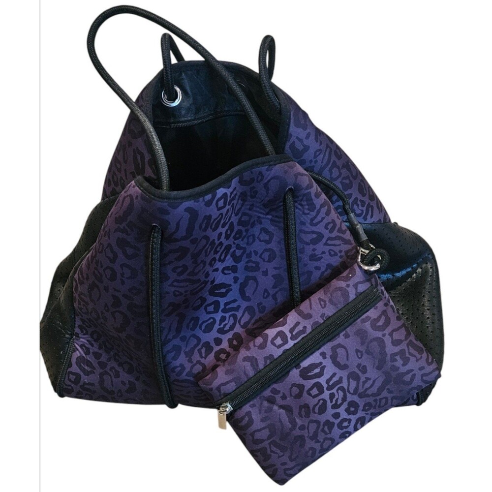 The Marissa Neoprene Purple and Black Tote W/Small Bag